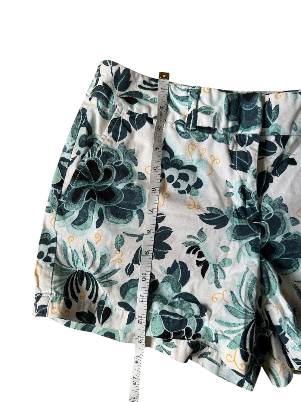 Ann Taylor LOFT Water Color Floral Cotton Chino Shorts Women’s Botanical Coastal - Picture 5 of 7